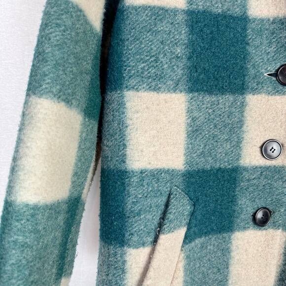 Isabel Marant Etoile Gabriel Teal Cream Checkered Wool Jacket Size FR 36 Small - Picture 5 of 11
